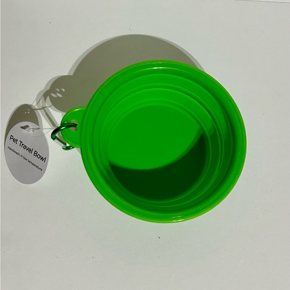 Collapsible Silicone 5” Bowl Dish 12oz Green Rim with Carabiner Dog Pet Portable - Picture 4 of 8